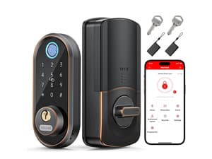 SMONET Smart Locks for Front Door - Fingerprint Keyless Entry Electronic Touchscreen Keypad Biometric Digital Bluetooth Auto Lock, App Remote Control, Easy Installation for Home Airbnb