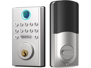 HEANTLE Keyless Entry Door Lock, Smart Deadbolt Lock with Keypad, Fingerprint Door Lock, Electronic Deadbolt Lock, Combination Lock for Front Door, Auto Lock, Easy Installation