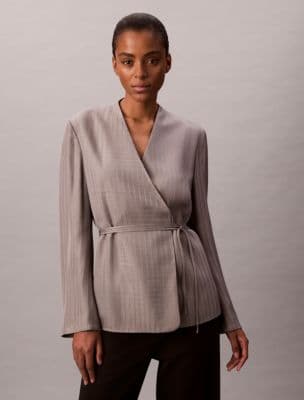 Viscose Jacquard Wrap Blazer