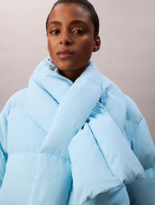 Short Puffer Jacket with Scarf