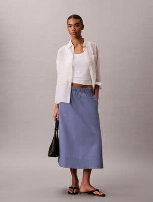 Cotton Poplin Midi Skirt