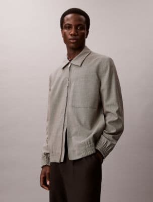 Wool Houndstooth Shirt Jacket