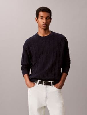 Allover Emblem Logo Ribbed Sweater