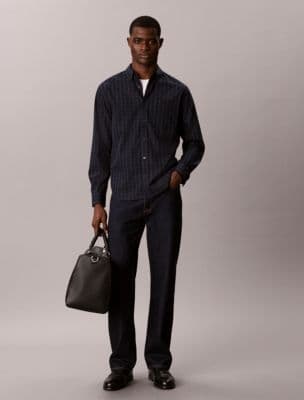 Windowpane Washed Poplin Button-Down Shirt