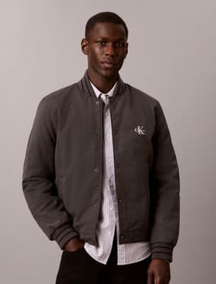 Mixed Media Varsity Bomber Jacket