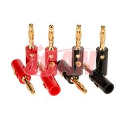 iCAN 金色扬声器香蕉插头 8pcs (4 红色 + 4 黑色)