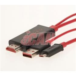 iCAN USB 2.0 A Mâle+Micro B Mâle HDMI Mâle Rouge 6ft 480Mbps