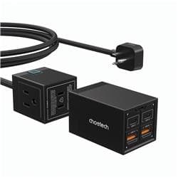 Choetech 2 Outlets 4 USB 65W Barrette d'alimentation détachable avec cordon de 5ft (Open Box)
