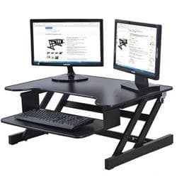 ROCELCO Sit To Stand Adjustable Height Desk Riser (Black)(Open Box)