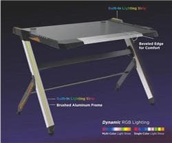 Brateck Deluxe Aluminum Gaming Desk with RGB LED Lights - Black(Open Box)