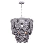 Canarm Solana 5-Light Brushed Grey Wood Bead Chandelier