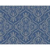 York Wallcoverings Prepasted Wallpaper Damask Pattern 56 sq.ft. Blue