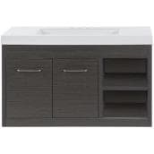Diamond Now Masterbrand Vada 36-In Sandy Engineered Wood Bathroom Vanity with Single Sink White Cultured Marble Top