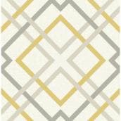 Brewster Wallcovering Geometric Design Saltire Yellow Lattice Wallpaper - Covers 56.4-sq.ft.