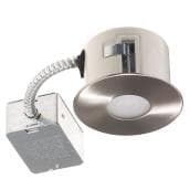 Bazz Recessed Shower Light - 7-Watt LED - Brushed Steel - Insulated Ceiling Rated - Brightness equal to 60W - Halogen