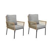 Origin 21 Montebello Set of 2 Wicker Metal Frame Dining Chairs with Grey Cushioned Seat