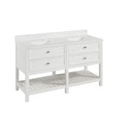 Canterbury 60-In White Undermount Double Sink Bathroom Vanity White Engineered Stone Top