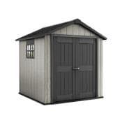Keter Oakland 757 Garden Shed - 7-ft x 7-ft - Black/Grey