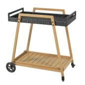 Origin 21 24 x 18-in Brown Steel and Wicker Movable Outdoor Serving Cart