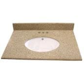 Luxo Marbre Brown Granite Vanity Countertop - 4-in Centreset Configuration - Undermount Porcelain Sink
