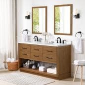 OVE Decors Brookside 60-in Pine 2-Sink Bathroom Vanity with White Engineered Stone Top