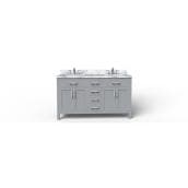 BanoDesign Caru 60-in Double Sink Grey Bathroom Vanity With Natural Marble Top