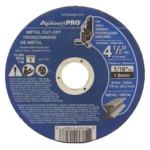 4 1/2-inch x 1/16-inch x 7/8-inch Type 1 Cut Off Grinder Wheel/Disc for Metal Cutting