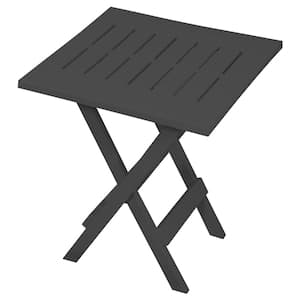 StyleWell 1.4 ft. x 1.4 ft. Resin-Frame Square Outdoor Side Table in Grey