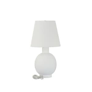Colette 24-inch H Modern Table Lamp with White Faux Plaster Base and White Linen Fabric Shade