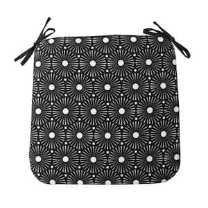 Sunny Mandala 1-inch Thick, 18-inch Wide Seat Pad Outdoor Cushion in Black, Set of 1
