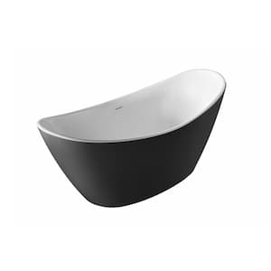 Jodie 5.5-ft. Acrylic Free-Standing Oval Bathtub with Centre Drain in Mattle Black
