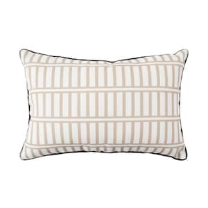 Oreiller décoratif réversible à motifs de lignes pour le bas du dos 12-inch x 20-inch pour l'extérieur en Irish Cream, ensemble de 1