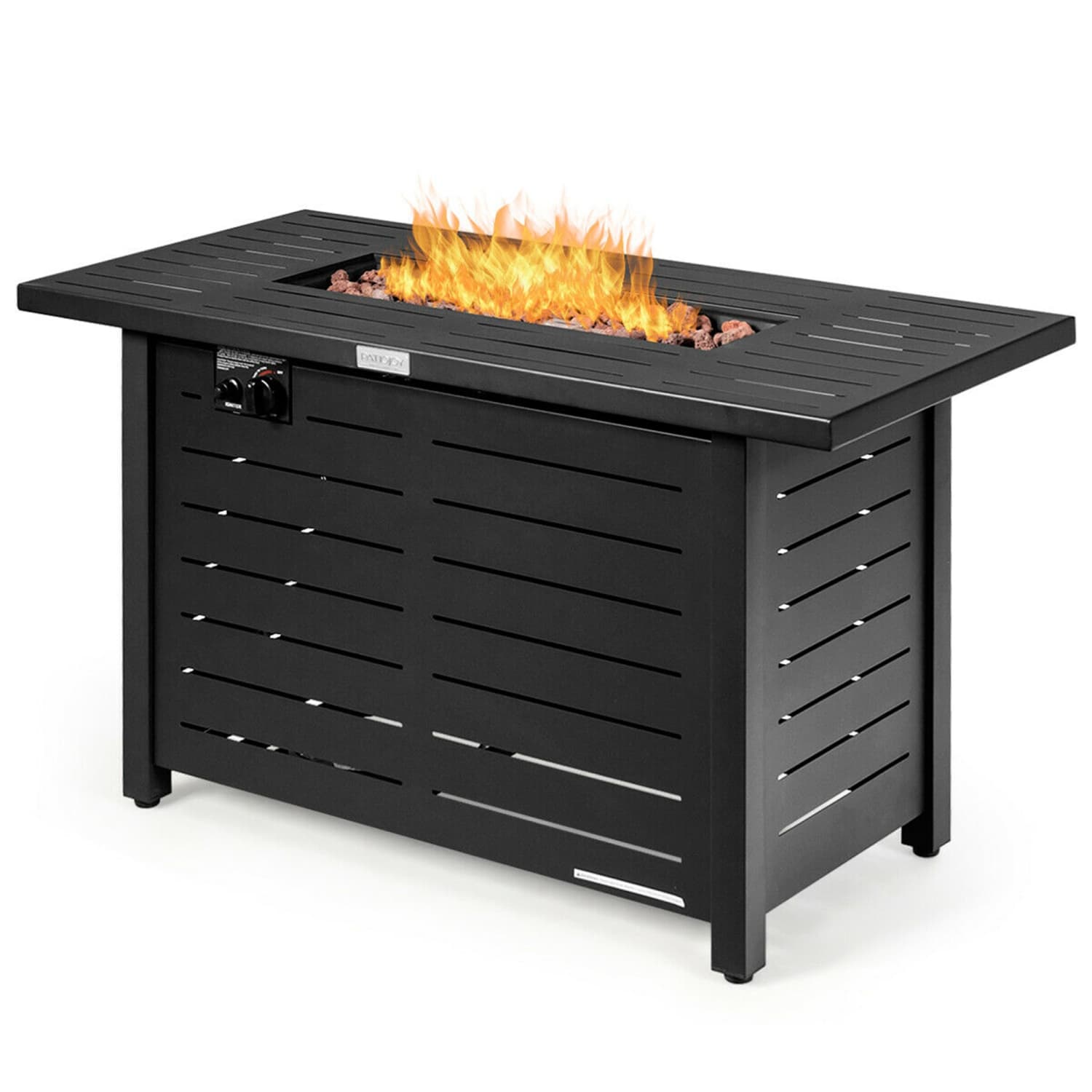 Gymax 42'' Rectangular Propane Gas Fire Pit 60,000 Btu Heater Outdoor Table W/ Cover