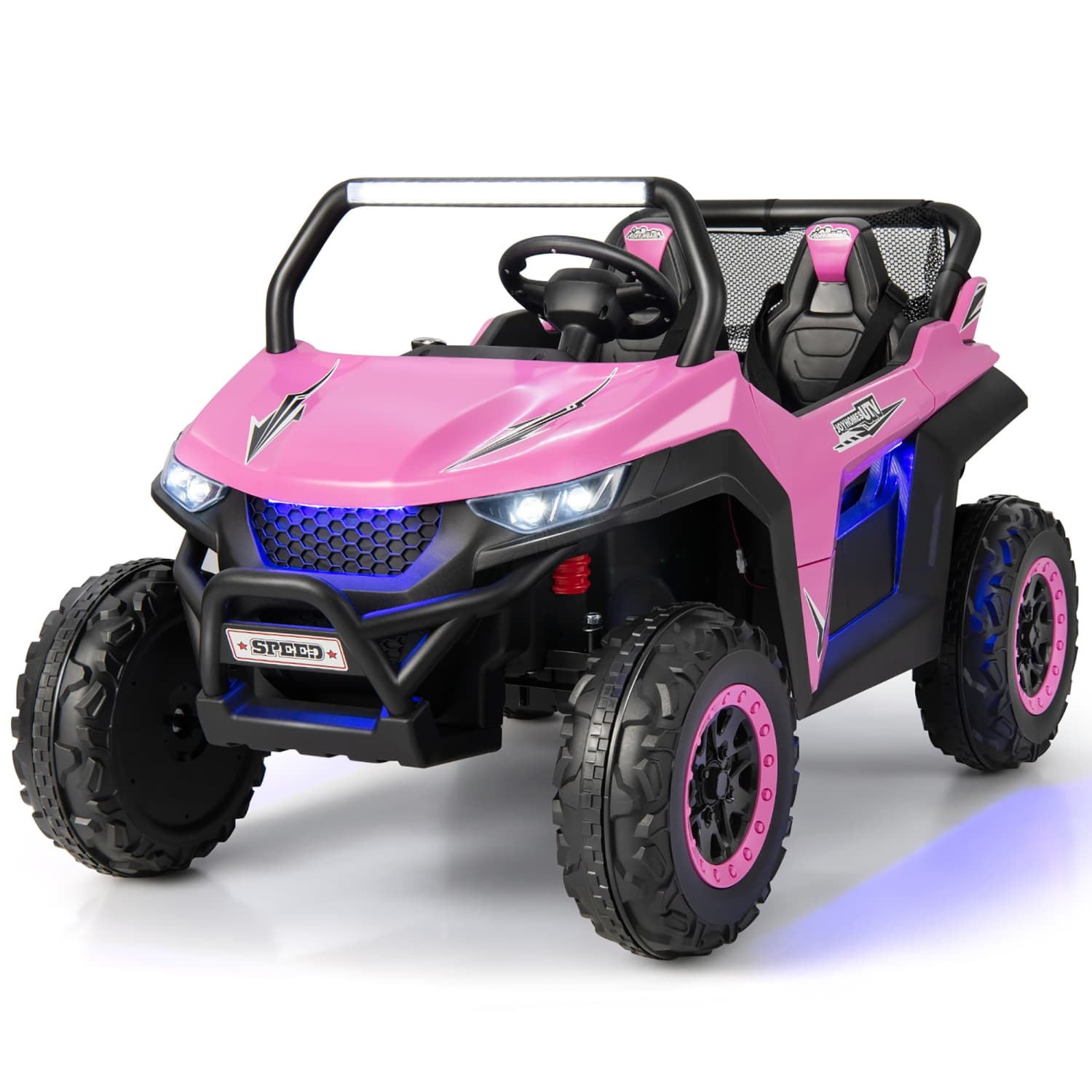 Costway 12V 2 places Véhicule électrique à télécommande pour enfants UTV avec suspension avec lumières et musique