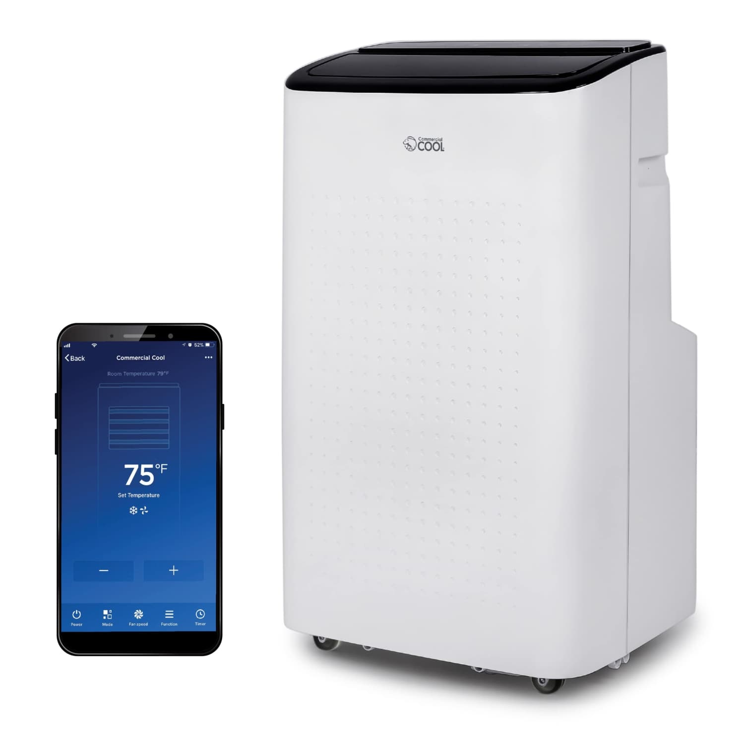 Commercial Cool CCP6JW，除湿机及风扇，9,000 BTU 卧室空调单元，带 2 个遥控器和罩子，覆盖面积高达 400 Sq. Ft，支持 Alexa 和 Wifi，智能便携式空调，9000,