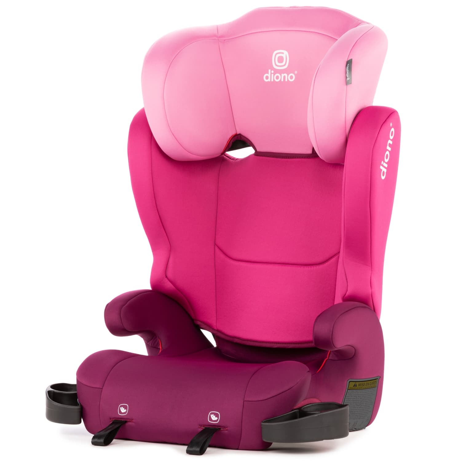 Diono Cambria 2 XL, Dual Latch Connectors, 2-in-1 Belt Positioning Booster Seat, High-Back to Backless Booster 7 Headrest Positions, 8 Years 1 Booster Seat, Pink