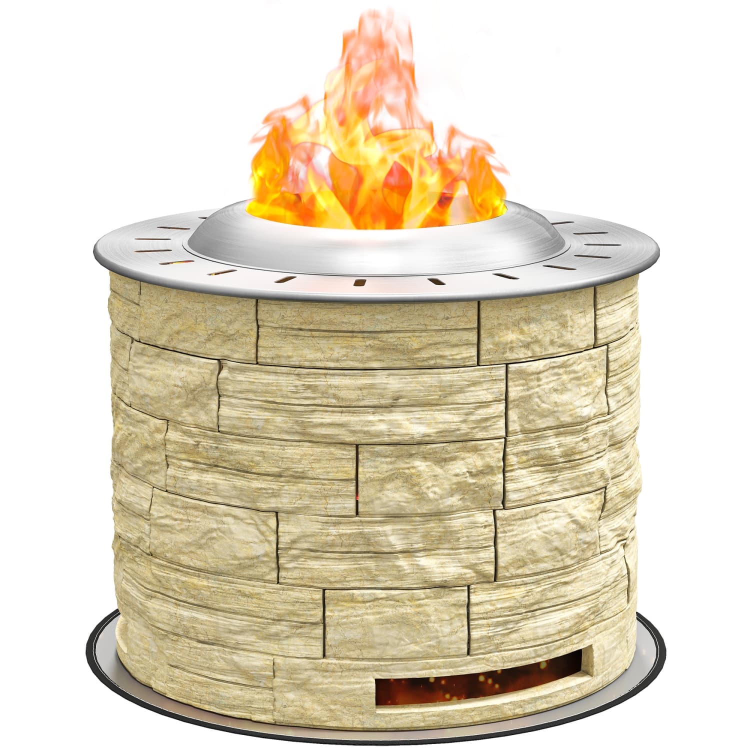 Outsunny Smokeless Fire Pit with Fireproof Mat, 20" Well Style Portable Wood Burning Firepit, Magnesium Oxide Low Smoke Camping Bonfire Stove, Yellow
