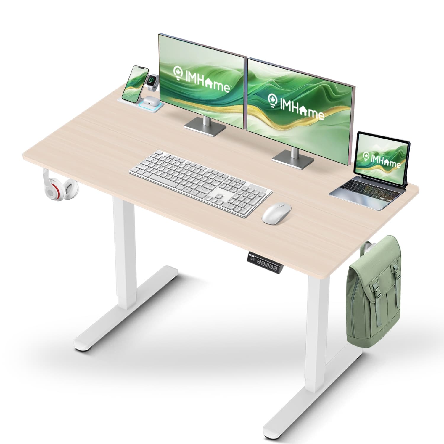 IMHome Electric Height-Adjustable Standing Desk with 47" x 24" Tabletop| Ideal for Home-Office Use | 3 Memory Presets, Adjustable Height Range 28.3" to 46.5"