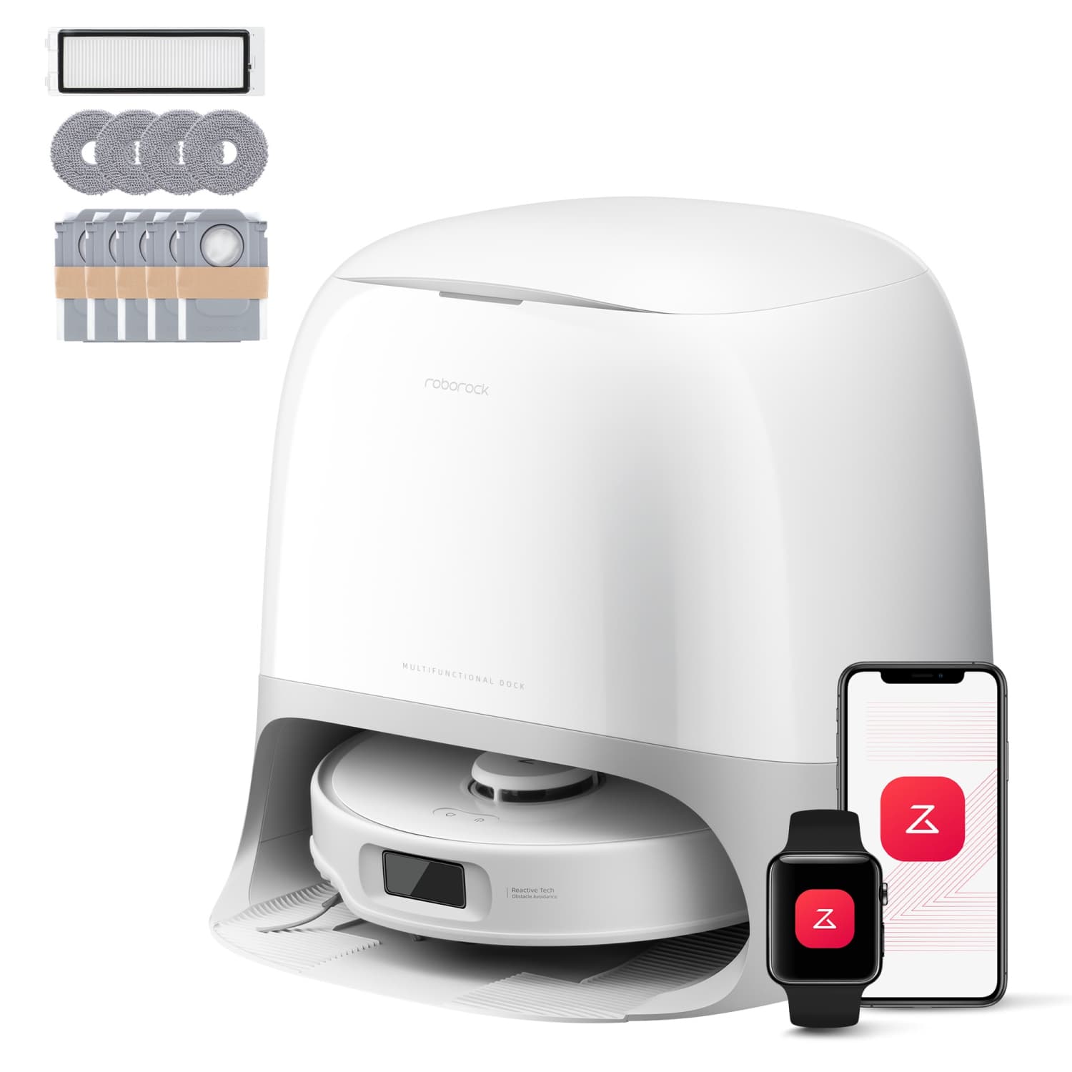 Roborock Qrevo Curv 5A1 Robot Vacuum & Mop for Pet Hair with Auto-Emptying Dock, Hot Water Mop Wash, LiDAR, Auto Mop Lift, 18,500 Pa