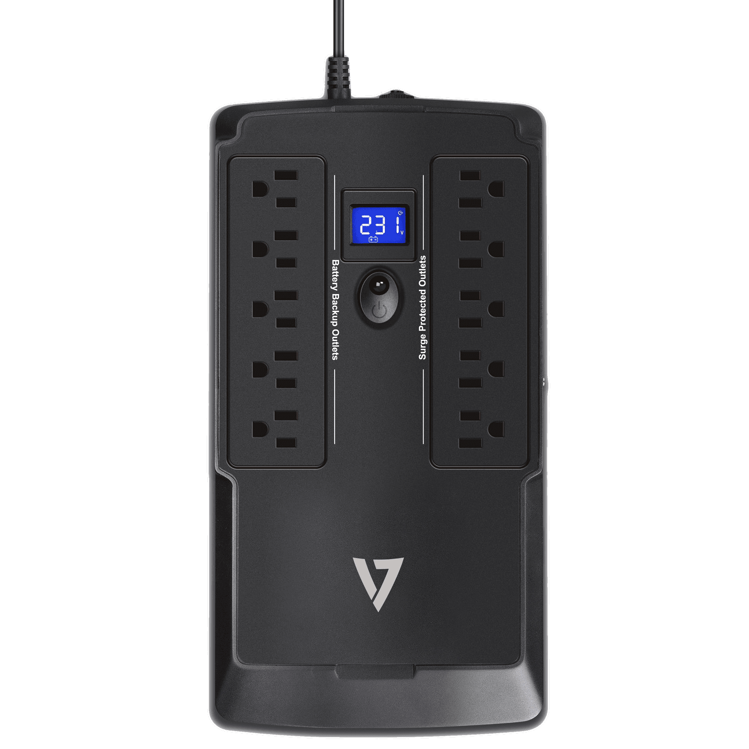 V7 UPS 750VA Desktop (450W, 10 Outlets NEMA 5-15 (B) (5 Battery Backup+5 Surge only), Touch LCD, USB, Simulated Sine Wave, 6ms Transfer time, RJ-11/RJ-45 Protection)