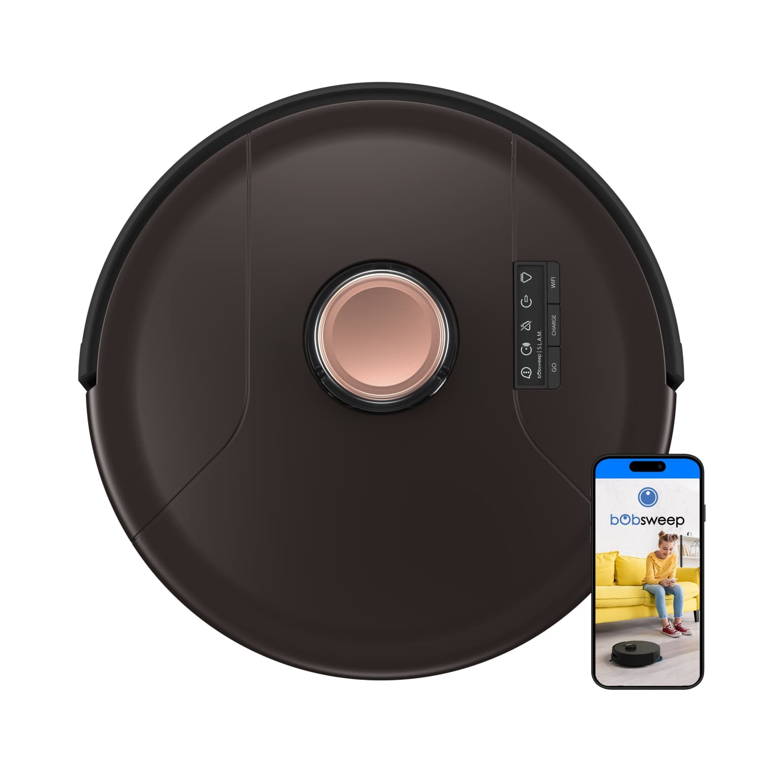 Open Box - bObsweep Austin Bagless Robot Vacuum for Pet Hair with QSLAM Mapping, App Control, Alexa/Google - Espresso