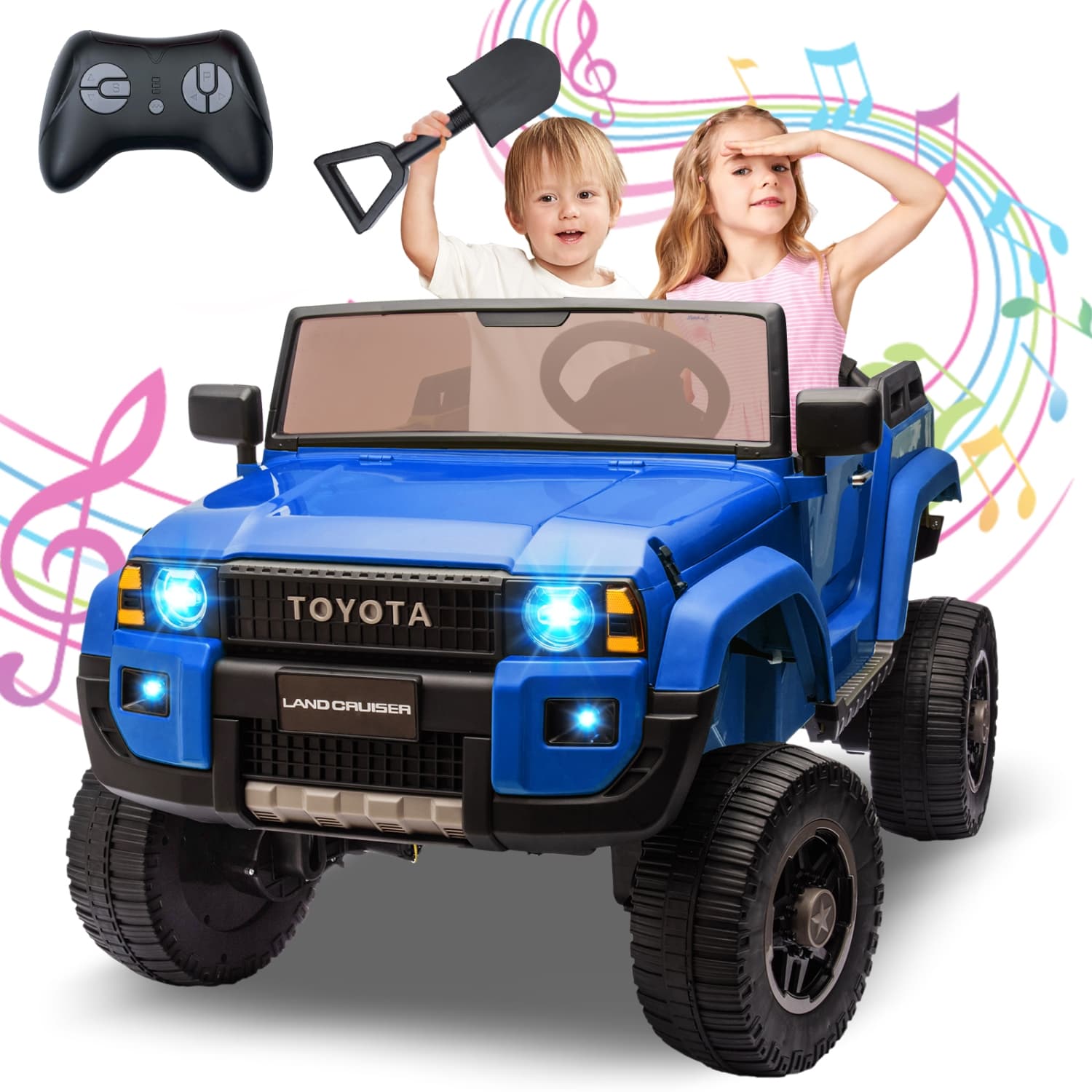 Garvee Toyota Licensed 24V 2-Seat 4WD Kids Ride-On Truck with Parent Remote, LED Lights, Shovel & CPSIA Safety Certified