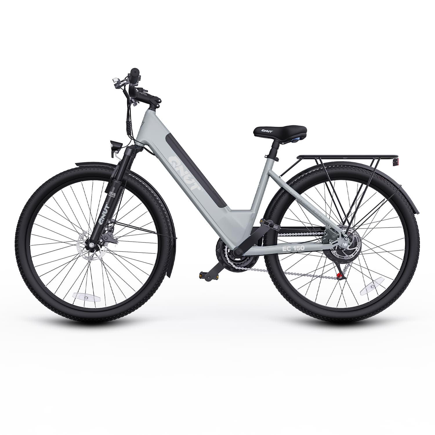 QNUT EC150 Electric City Bike (350W Motor UL2849 Approved E bike /Step-thru City Ebike Up to 80km Battery Range /32km/h Top Speed)-Grey