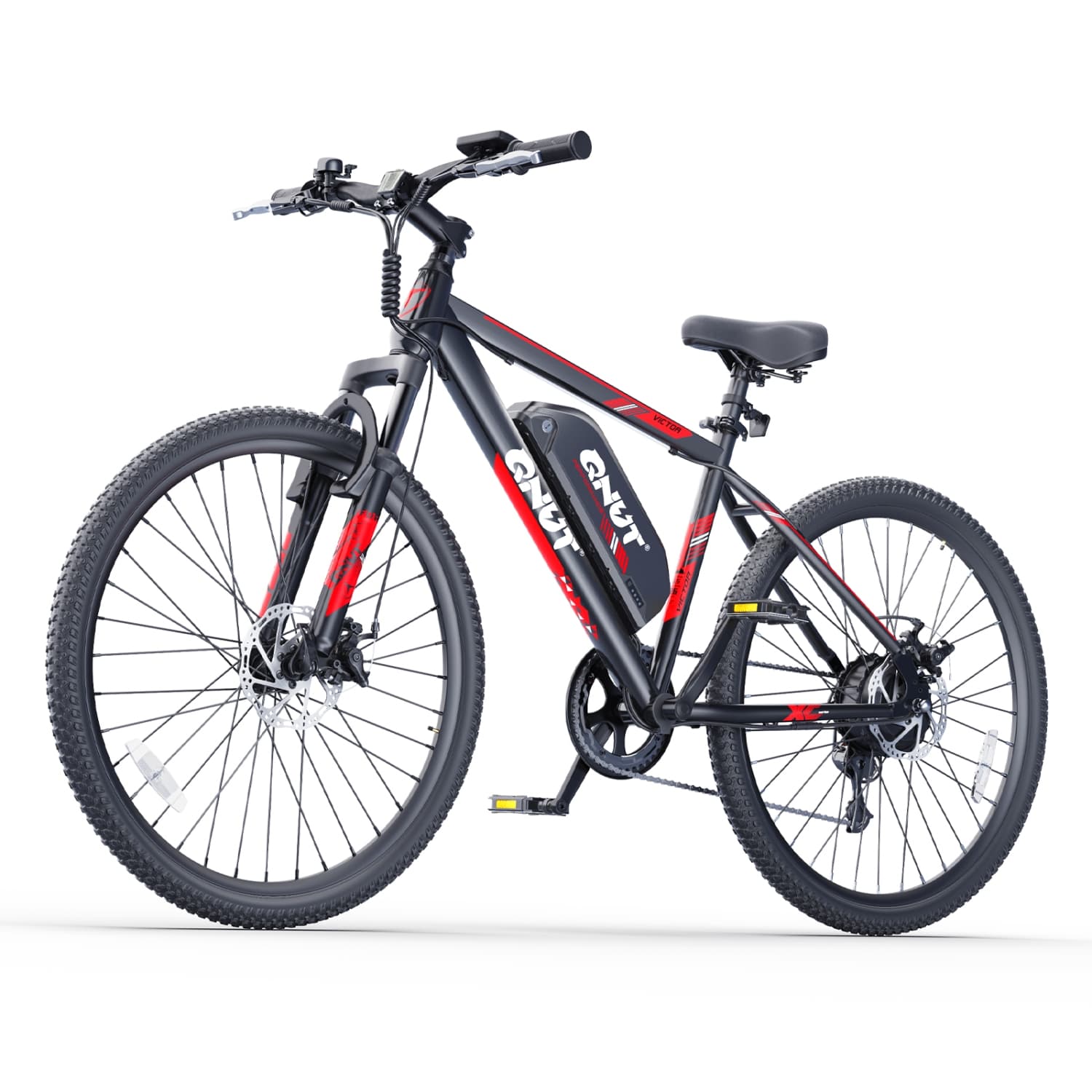 QNUT Victor 4.0 26" Electric Mountain Bike for Adults & Teens (750W Peak Motor, 36V 7.8Ah Removable Battery E-bike, 65km(40Miles) PAS Range, 32km/h(20MPH), 7‑Speed) - Black