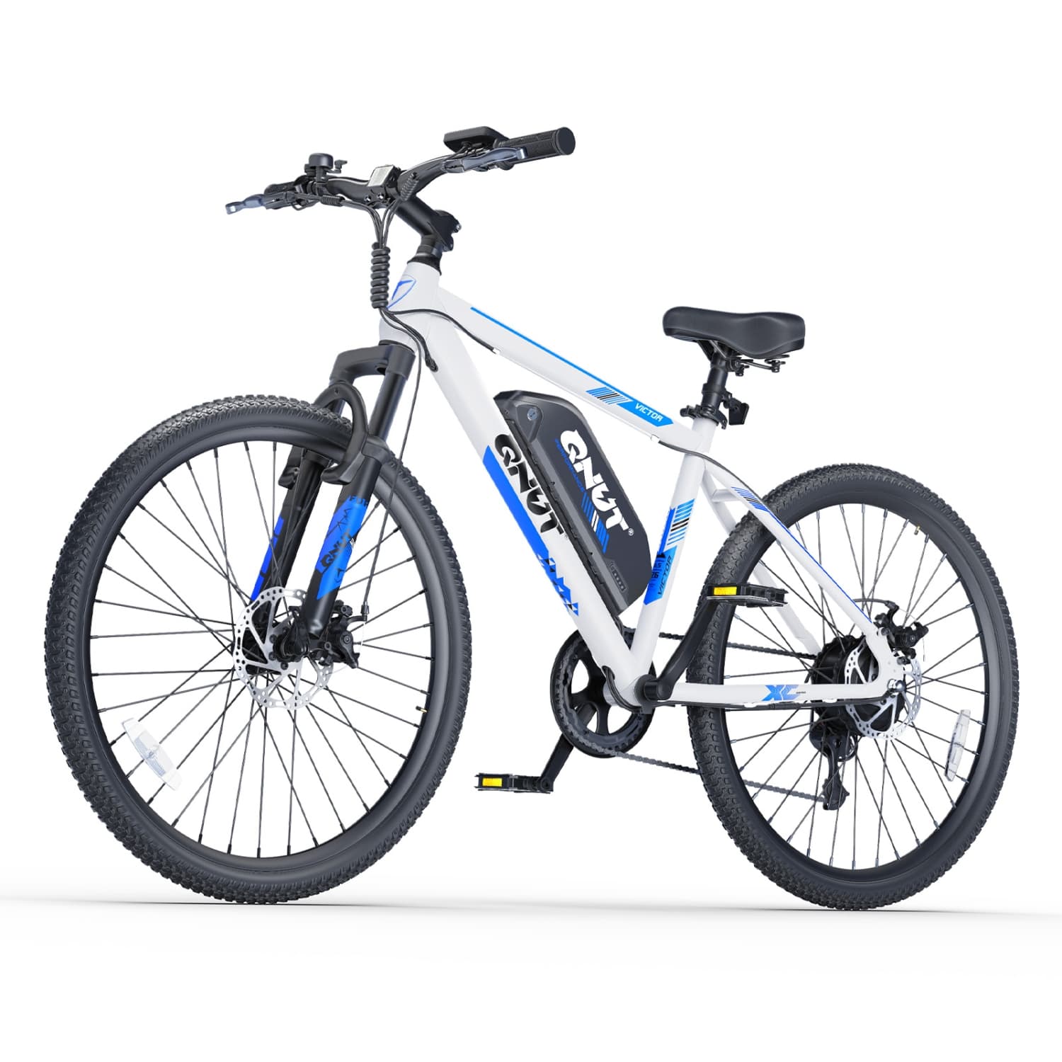 QNUT Victor 4.0 26" Electric Mountain Bike for Adults & Teens (750W Peak Motor, 36V 7.8Ah Removable Battery E-bike, 65km(40Miles) PAS Range, 32km/h(20MPH), 7‑Speed) - White