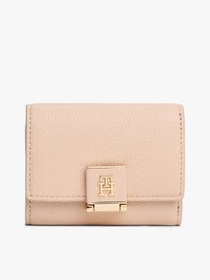 Monogram Clasp Pebbled Trifold Wallet