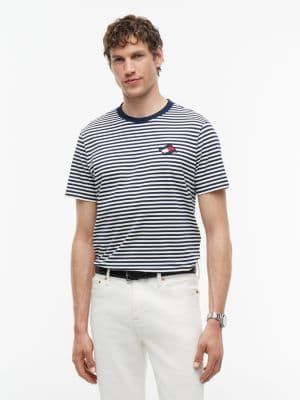 Wavy Flag Patch Striped T-Shirt