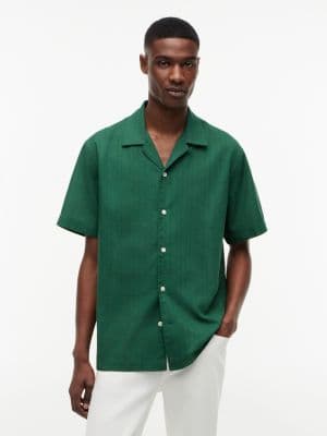 Classic Fit Windowpane Dobby Camp Shirt