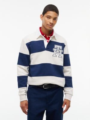 Heathered Interlock Pique Rugby Polo