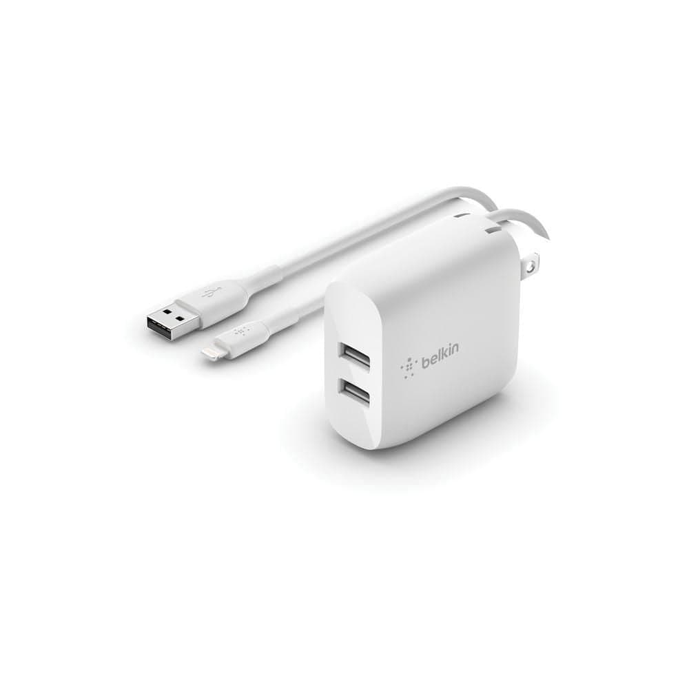 USB-A 24 W BOOST-CHARGE dual wall charger™Lightning Cable to USB-A